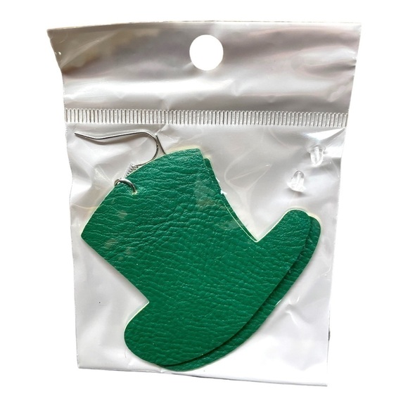 St Patricks Day Shamrock Clover Faux Leather Teardrop Dangle Earrings 3 Pair NWT - Picture 3 of 6